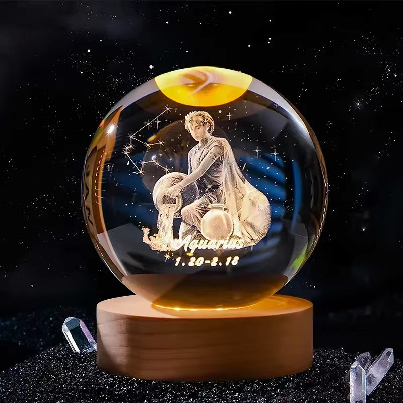 Zodiac Crystal Lamp