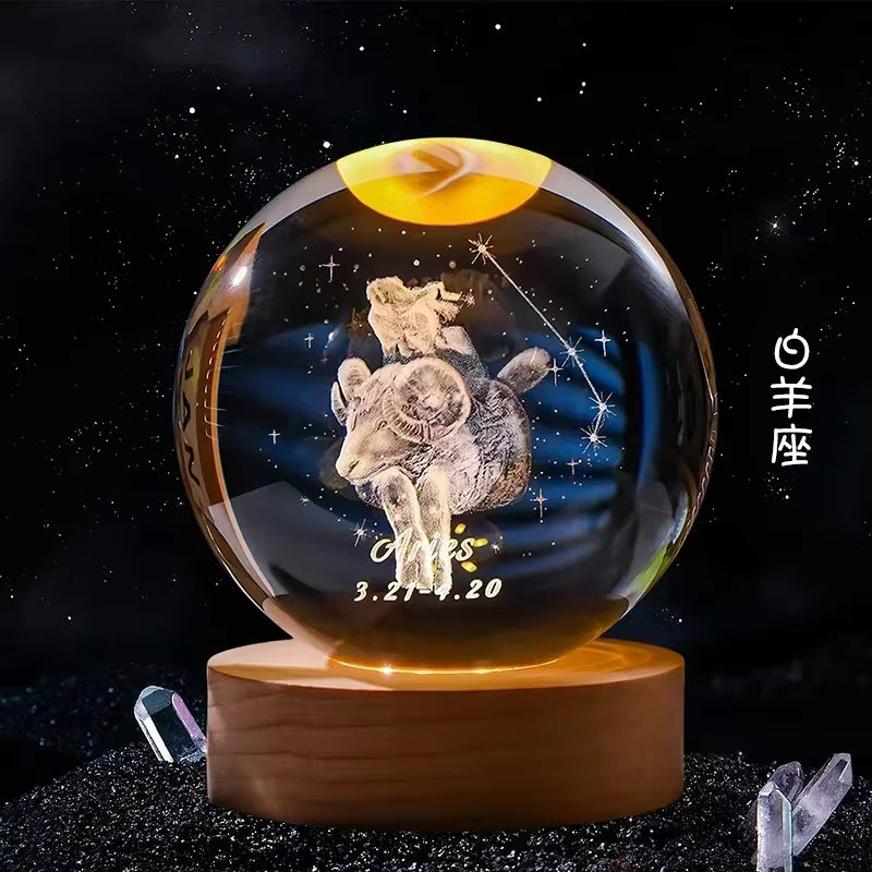 Zodiac Crystal Lamp